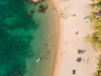 High angle view of people on beach