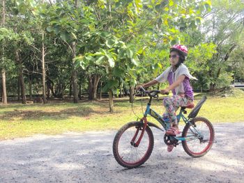 Woman riding bicycle