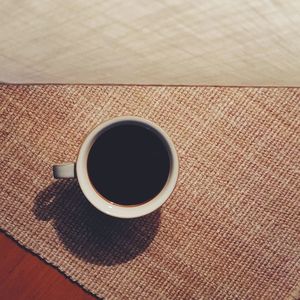 High angle view of coffee on table