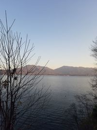 Scenic view of lake against clear sky