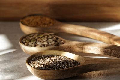 Close-up of chia  on table