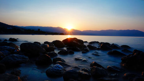 Scenic view of sea against sky during sunset