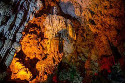 Low angle view of rock formation in cave