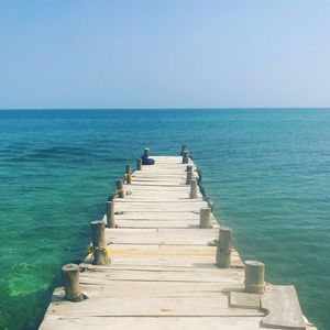 Scenic view of sea against clear sky