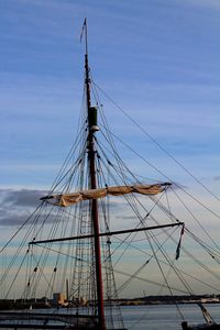 Low angle view of sailboat against sky