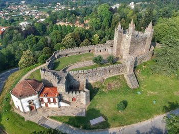 High angle view of historic building