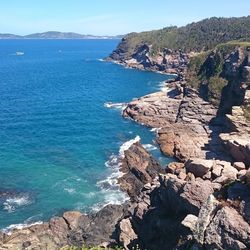 Scenic view of sea against clear sky