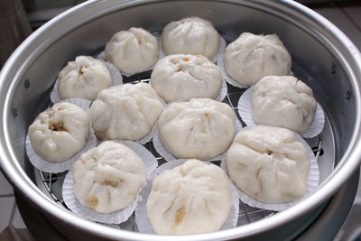 High angle view of food in bowl