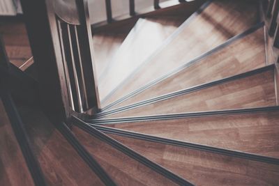 High angle view of wooden table at home