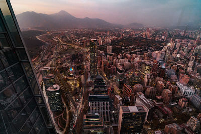 High angle view of buildings in city