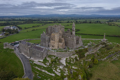 Aerial view at rock of cashel in ireland