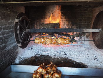 Meat cooking in factory