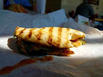 Close-up of bread in plate