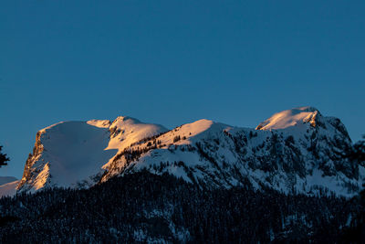 Sunlit mountains in the morning