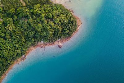 Aerial photo of sea coast in hong kong