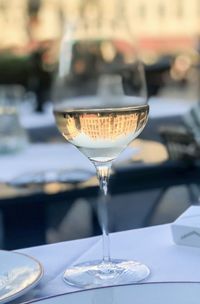 Up side down reflection on glass of wine