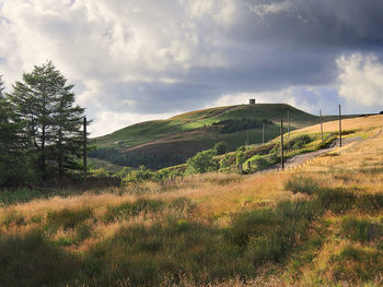 Scenic view of landscape against cloudy sky