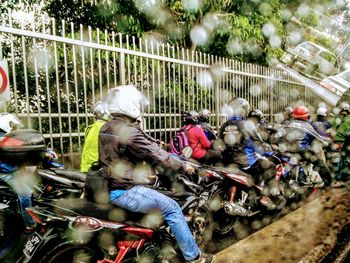 People at market stall