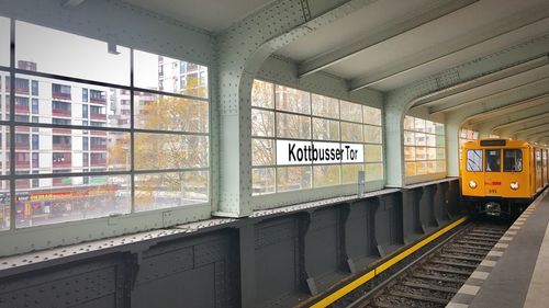 Train on railroad station platform