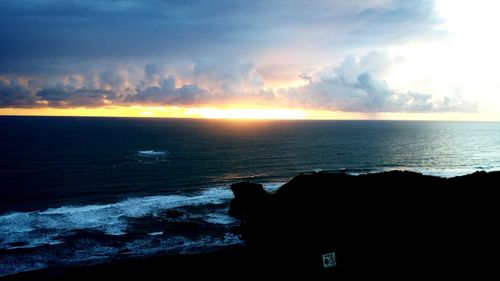 Scenic view of sea at sunset