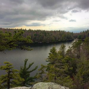 Scenic view of lake against sky