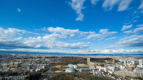 High angle view of townscape against sky