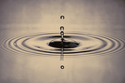 Close-up of drop falling in water