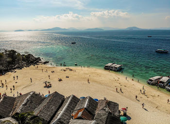 High angle view of beach against sky