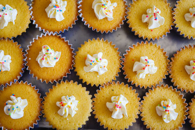 High angle view of cupcakes