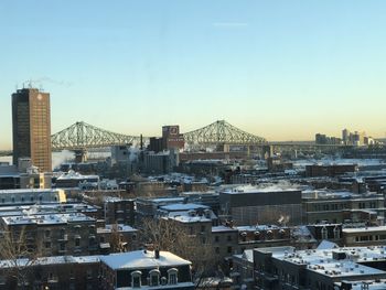High angle view of buildings in city