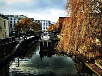 View of canal in city