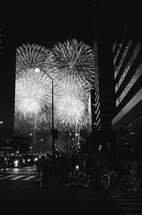 Low angle view of city street at night