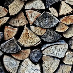 Full frame shot of wooden logs