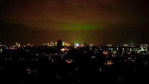 City lit up at night