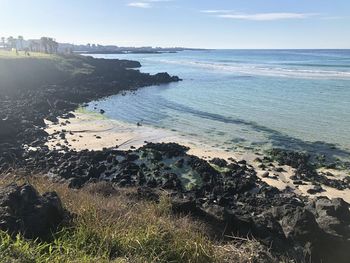 High angle view of beach against sky