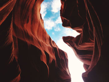 Low angle view of rock formation against sky