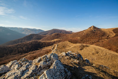 Scenic view of mountains against sky