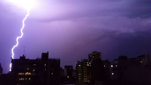 Panoramic view of illuminated city against sky at night