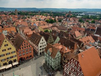 High angle view of townscape against sky