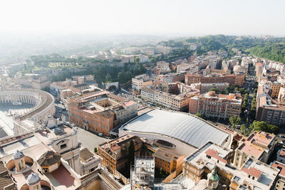 High angle view of city buildings