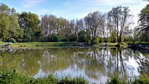 Scenic view of lake against sky