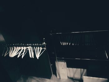 Close-up of illuminated piano at night