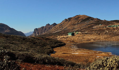 Alpine tundra landscape, high himalayan mountain region in tawang district, arunachal pradesh, india