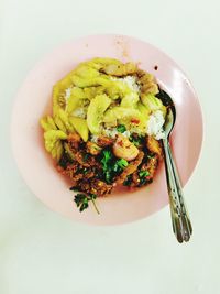 High angle view of meal served in plate