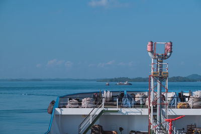 Scenic view of sea against blue sky