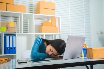 Man working on table