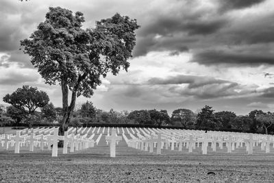 Cemetery against sky