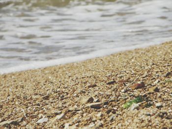 Close-up of pebbles on beach