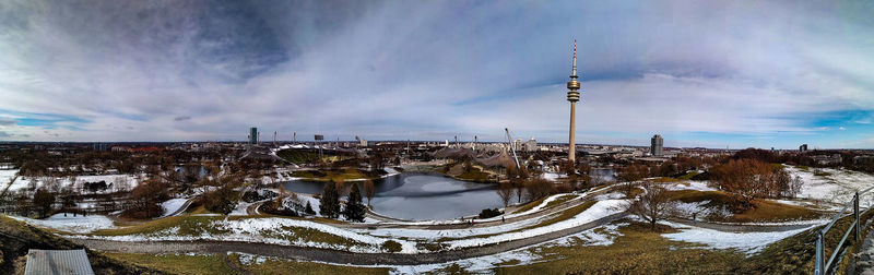 Panoramic view of buildings against sky