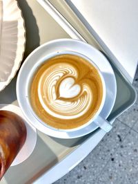 High angle view of coffee on table